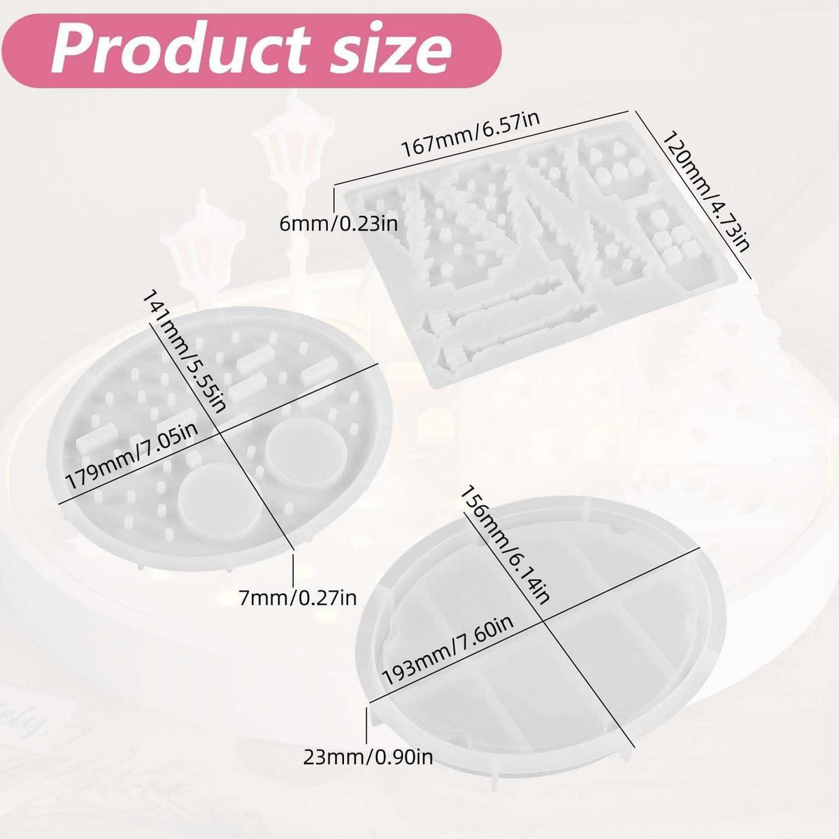 Silikonform Haus Baum Straßenlaterne – 3er Set für Gießharz & Kerzen