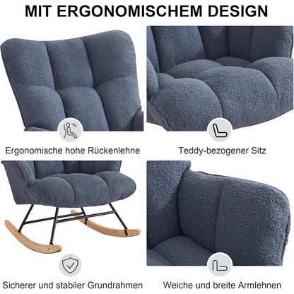 Schaukelstuhl Dunkelblau – Bequemer Relaxsessel für Wohnzimmer
