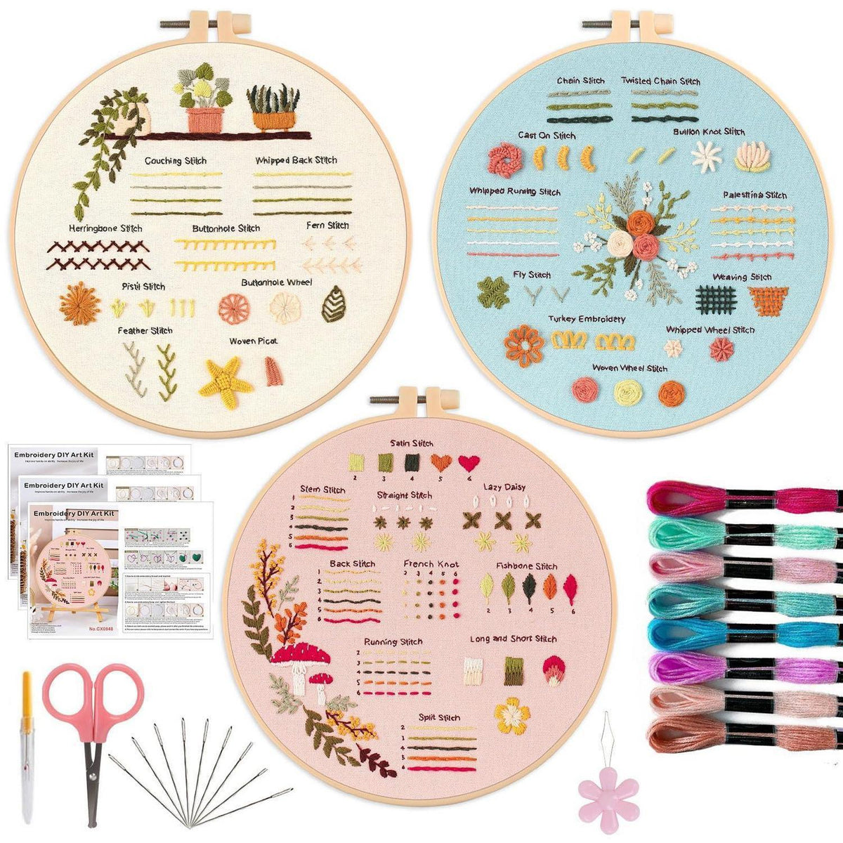 Kreuzstich Set für Anfänger mit Blumenmuster & Zubehör
