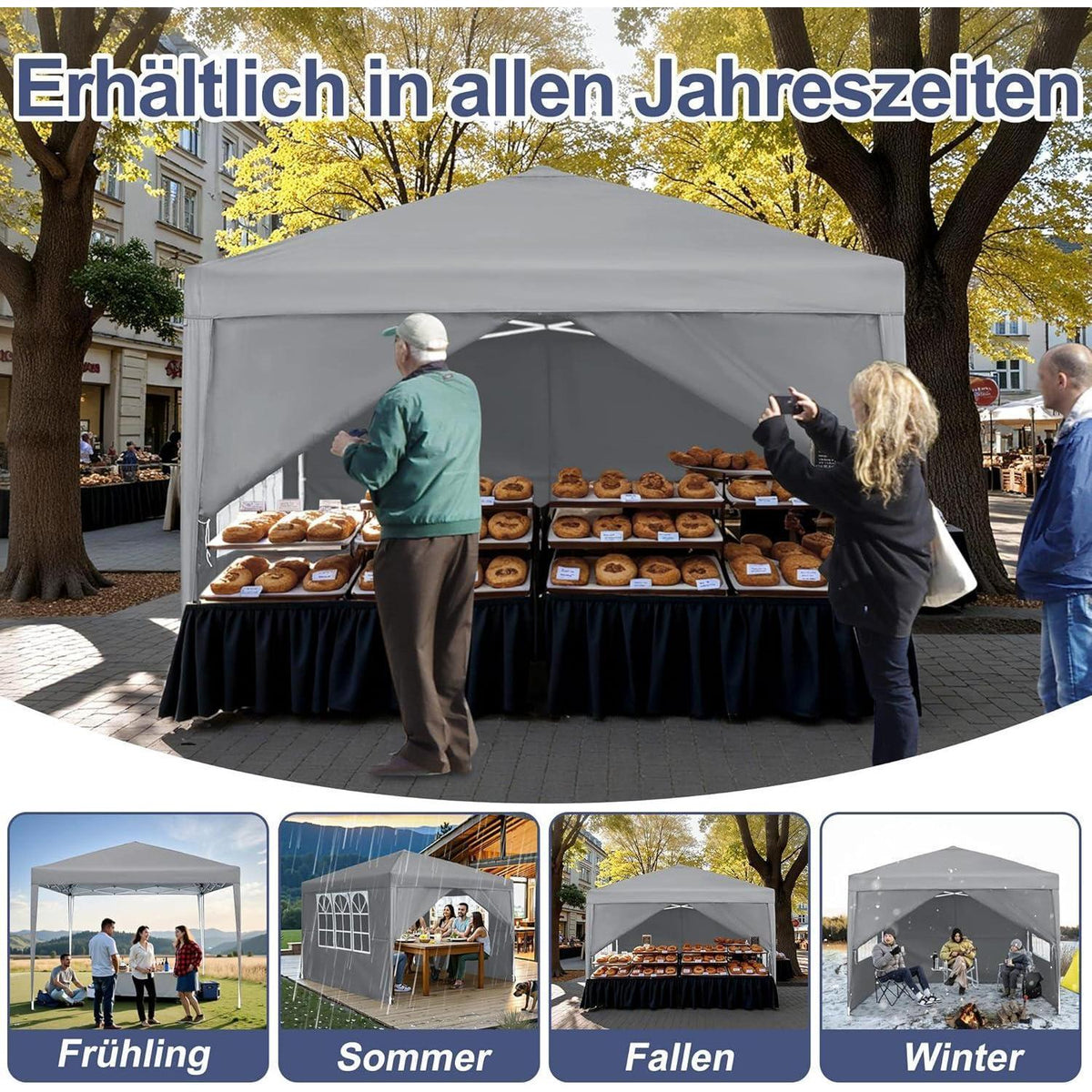 Faltbarer Pavillon 2.5x2.5m – Wasserdicht & UV-Schutz für Garten & Party