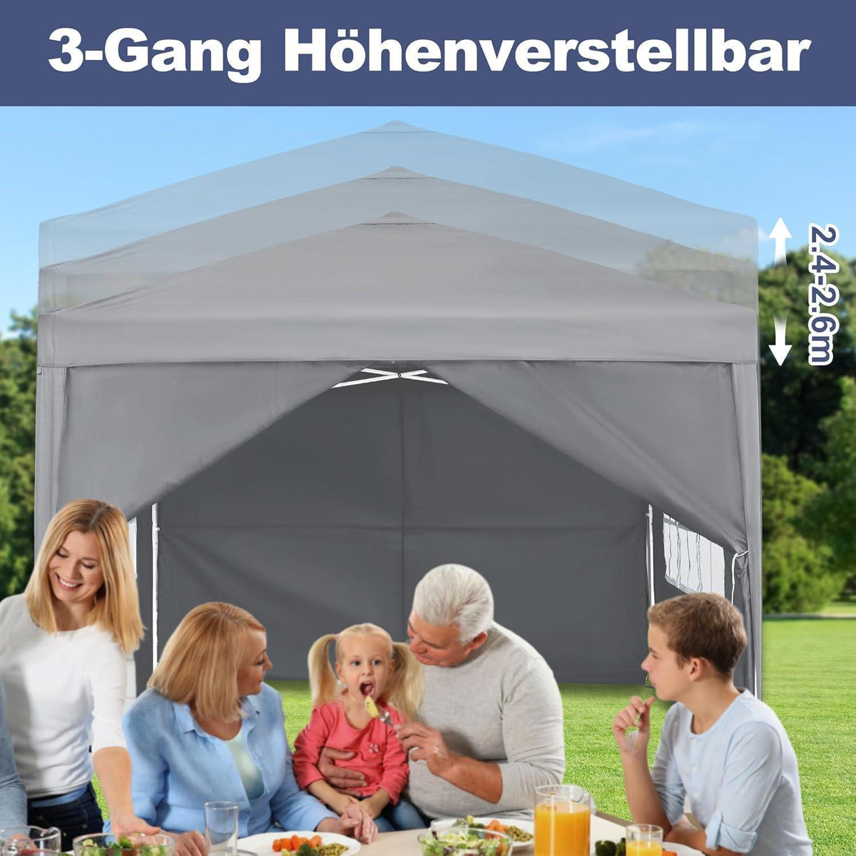 Faltbarer Pavillon 2.5x2.5m – Wasserdicht & UV-Schutz für Garten & Party