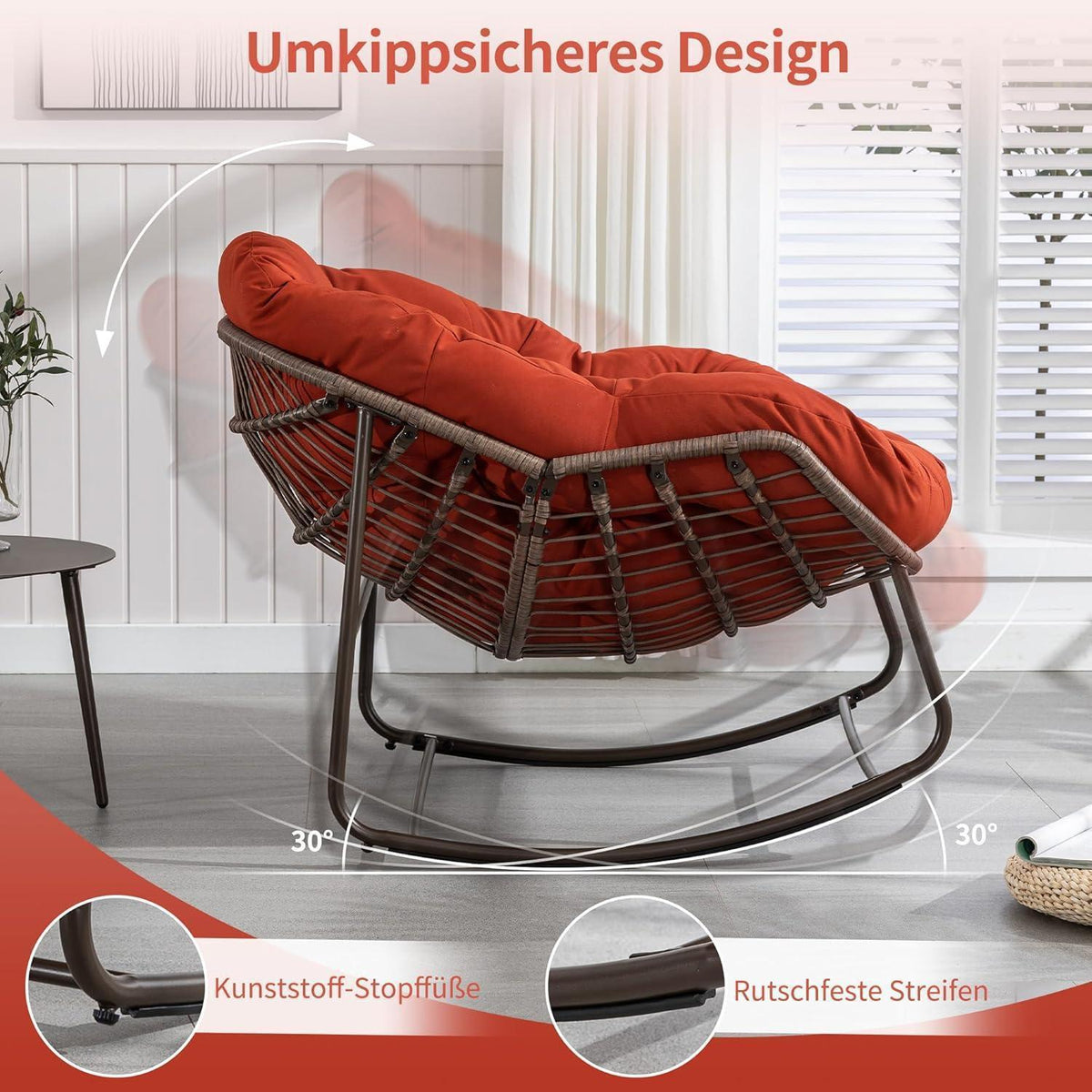 Papasan Schaukelstuhl - Bequemer Sitz für Terrasse & Wohnzimmer