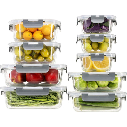 18tlg. Glas Frischhaltedosen Set luftdicht & auslaufsicher