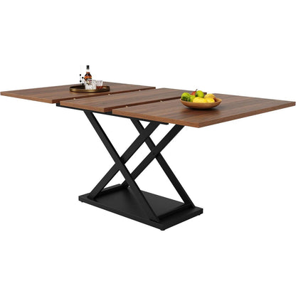 Ausziehbarer Esstisch Schwarz – Rechteckiger Küchentisch 120-160x80 cm