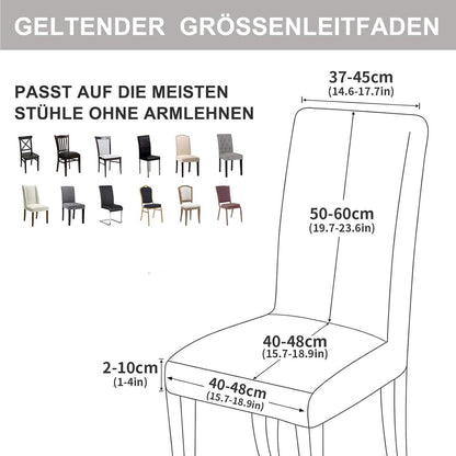 Sämischleder Stuhlhussen 6er Set – Grau, Stretch & Abnehmbar