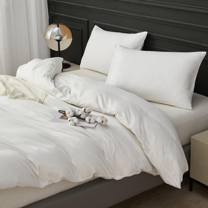 Weiche Baumwoll Bettwäsche Set 200x220 cm | 3-teilig, Weiß