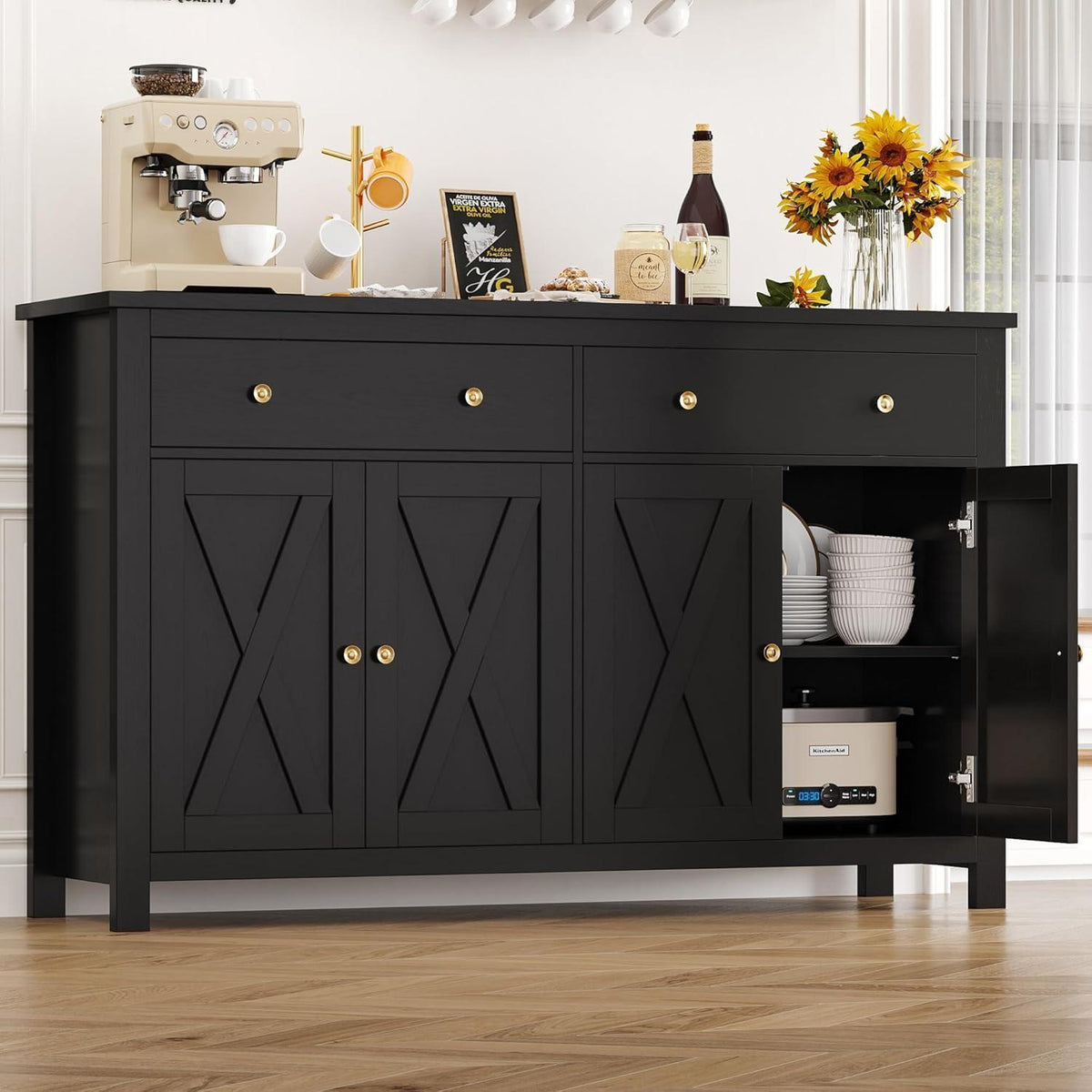 140cm Sideboard mit Arbeitsplatte – Küchenschrank & Buffetschrank