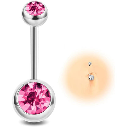 G23 Titan Bauchnabelpiercing 14G 12mm mit bunten Kugeln