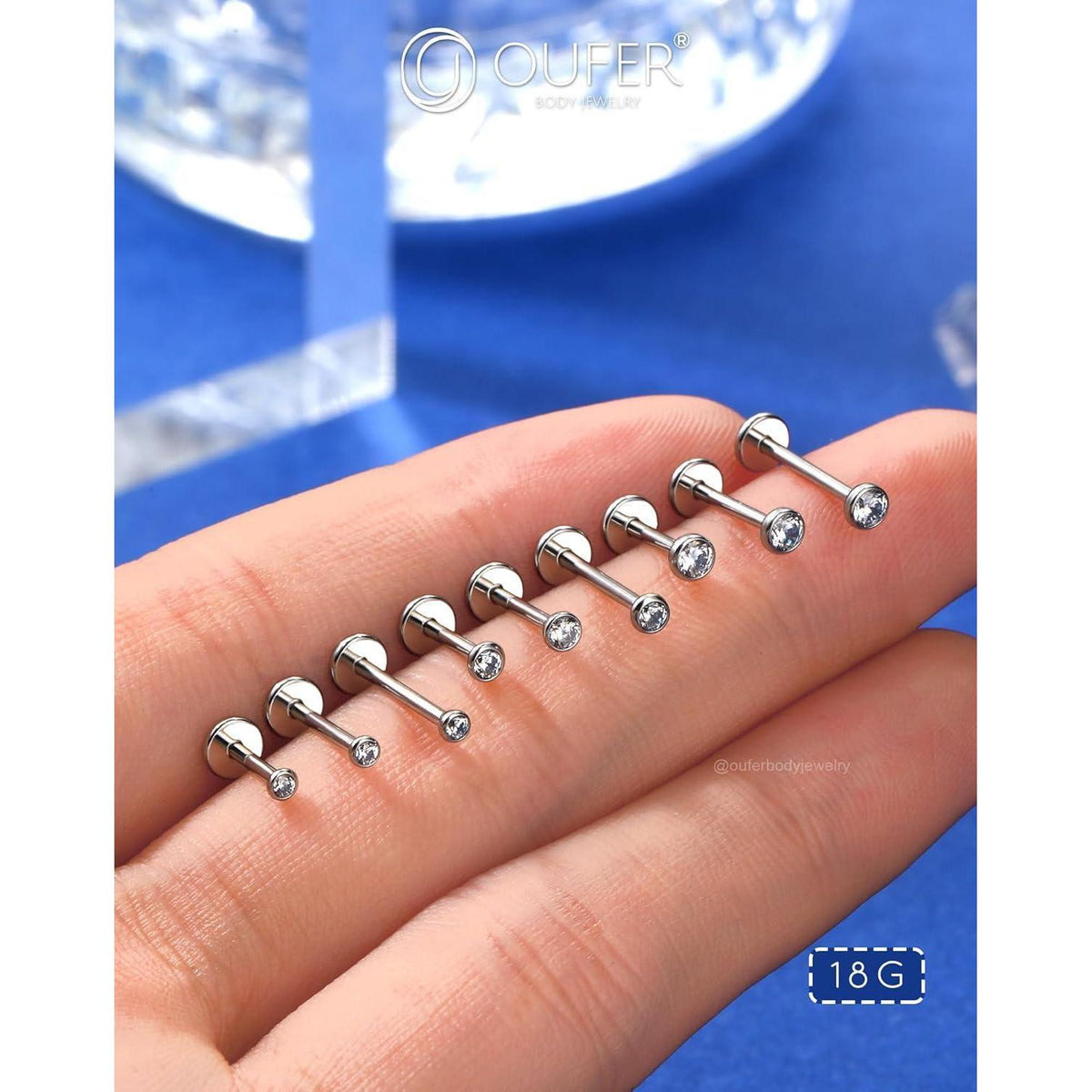 Nasenpiercing Stecker 3er Set 18G 8mm Klar CZ Edelstahl
