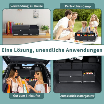 Auto Kofferraum Organizer mit Deckel – XXL Aufbewahrungsbox in Lederoptik