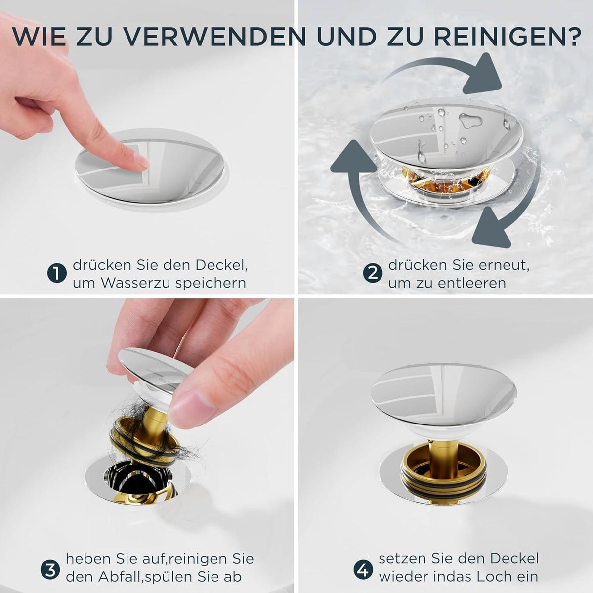 Wasserfall Waschtischarmatur mit Ablaufgarnitur, polierter Chrom