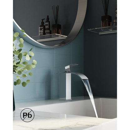 Wasserfall Waschtischarmatur mit Ablaufgarnitur, polierter Chrom