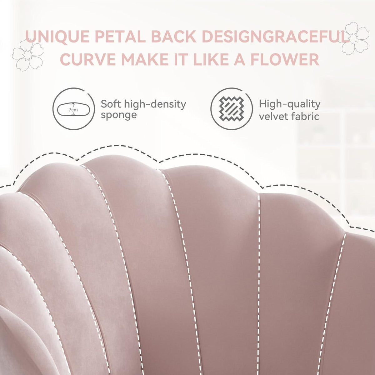Samt Esszimmerstuhl mit Armlehnen | Rosa Akzentstuhl Modern