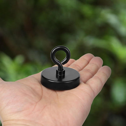 Neodym Magnet stark 100kg, Ø 44.5mm Schwarz, Magnetfischen & Outdoor