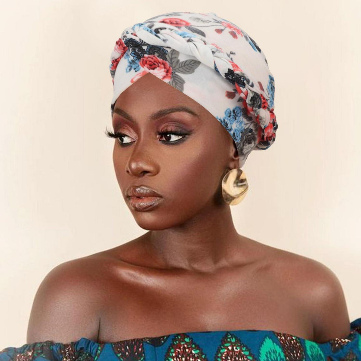 Damen Turban mit Zopfmuster, vorggebunden, Beanie Mütze