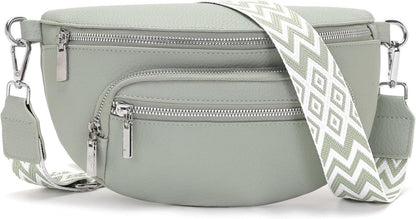 Kleine Umhängetasche Damen Beige Gürteltasche Vegan Leder