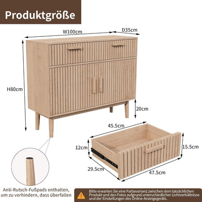Holz Sideboard mit 2 Schubladen & 2 Türen – Küchenschrank & Anrichte
