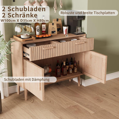 Holz Sideboard mit 2 Schubladen & 2 Türen – Küchenschrank & Anrichte