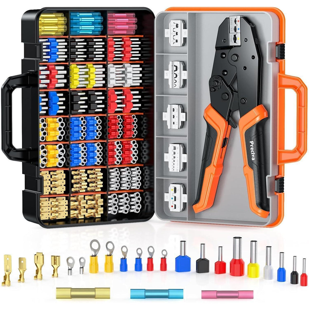 Crimpzangen-Set 6-teilig mit 395 Klemmen für Elektroarbeiten