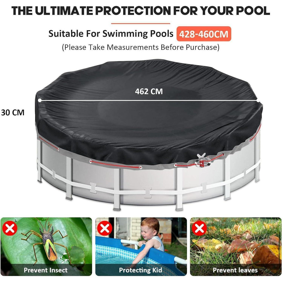 Rundpool Abdeckung 428-460cm | Poolplane Sommer & Winter | 420D Oxford