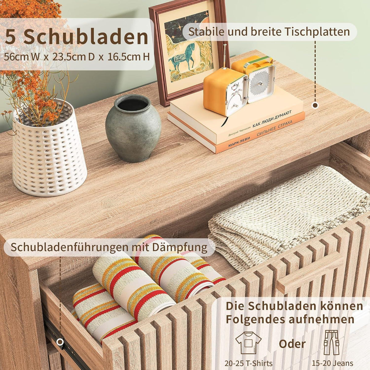 Kommode mit 4 Schubladen – Holzschrank für Schlafzimmer & Wohnzimmer