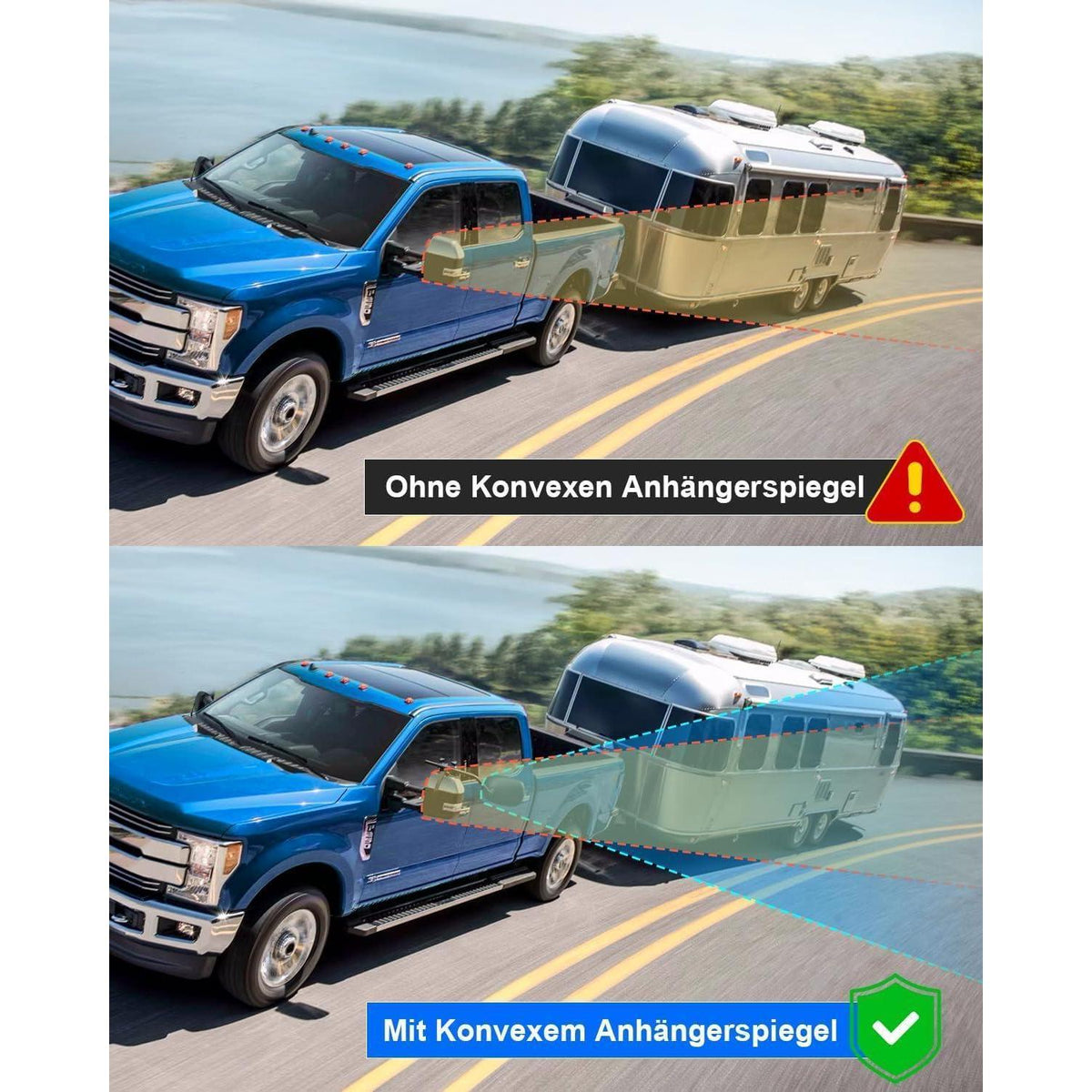 SUPAREE Wohnwagen Spiegel Set | Konvex, Regenabweiser, Universal