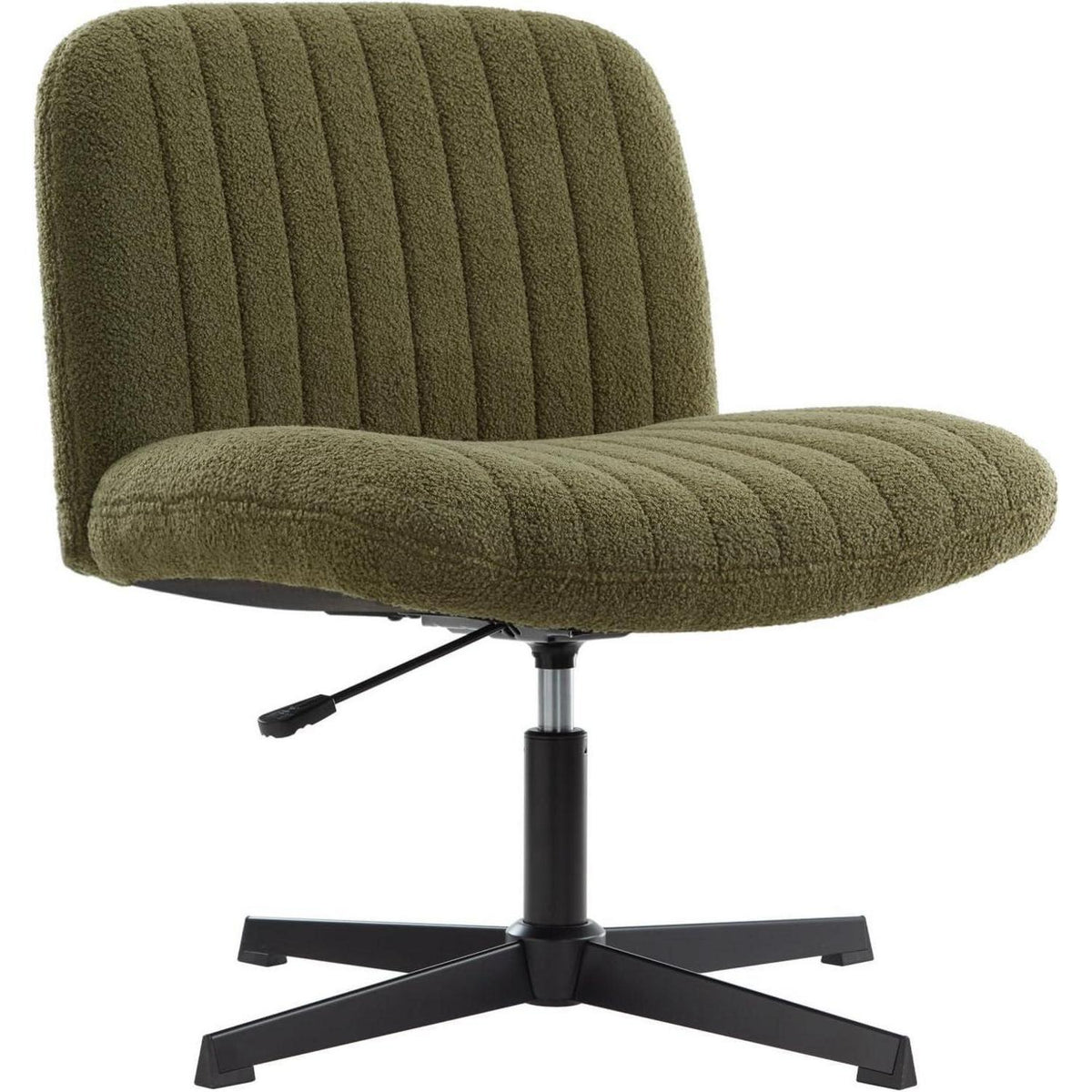 Bürostuhl ohne Rollen, höhenverstellbar, breite Sitzfläche, Grün