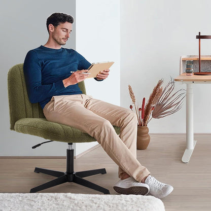 Bürostuhl ohne Rollen, höhenverstellbar, breite Sitzfläche, Grün
