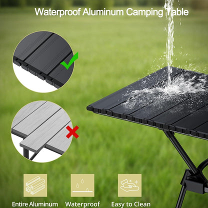 Zusammenklappbarer Campingtisch 91 cm, 4 Höhen, Aluminium, wasserdicht