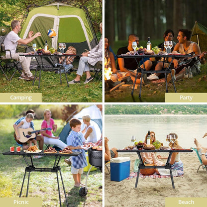 Zusammenklappbarer Campingtisch 91 cm, 4 Höhen, Aluminium, wasserdicht