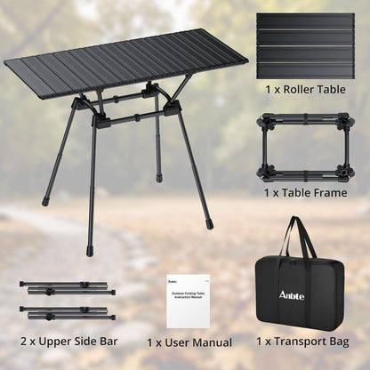 Zusammenklappbarer Campingtisch 91 cm, 4 Höhen, Aluminium, wasserdicht