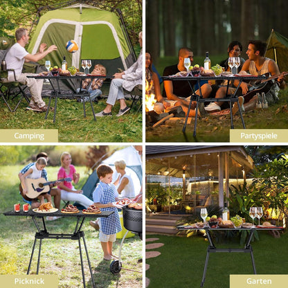 Aluminium Campingtisch klappbar, 4 Höhen, 88x40cm, Schwarz