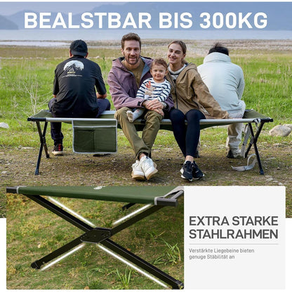 XXL Feldbett 214cm Grün 300kg belastbar klappbar für Camping