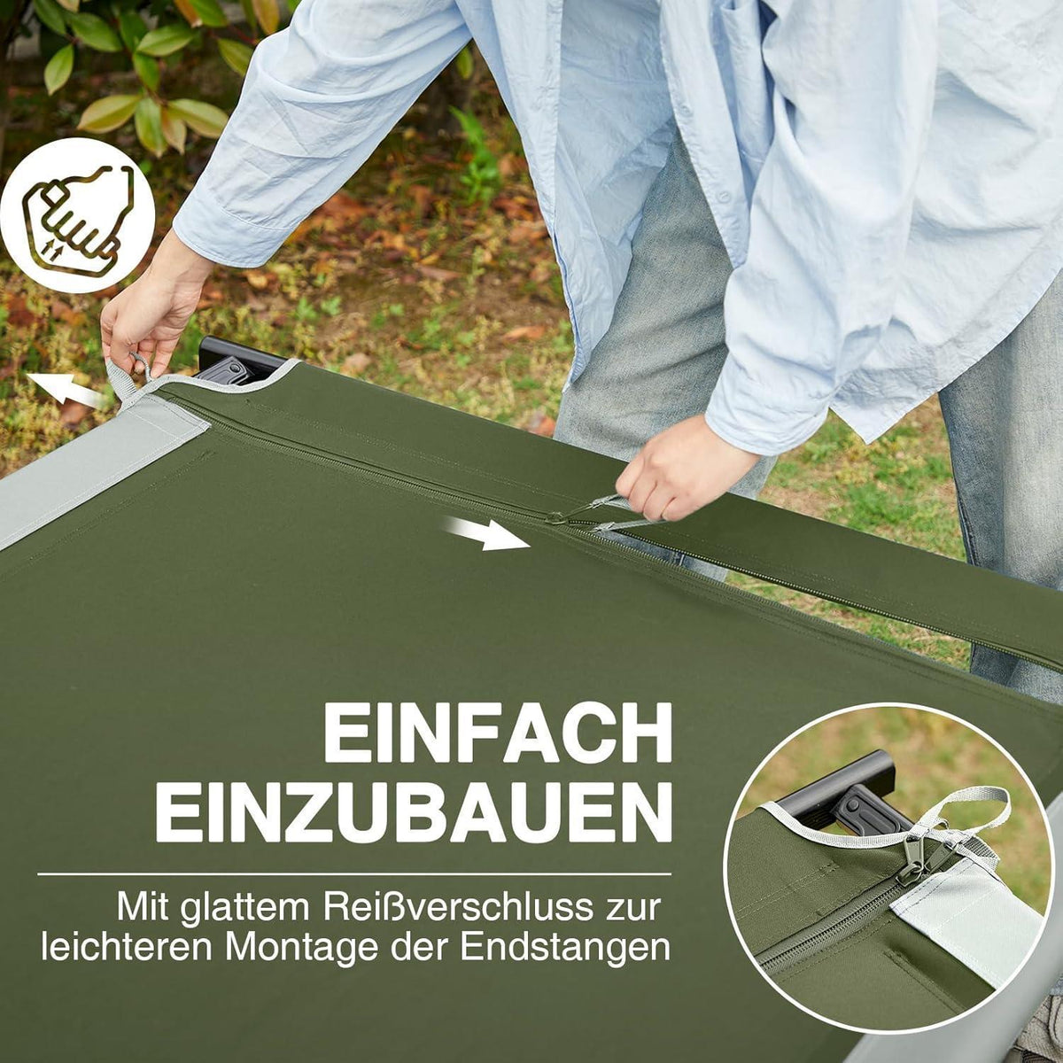 XXL Feldbett 214cm Grün 300kg belastbar klappbar für Camping