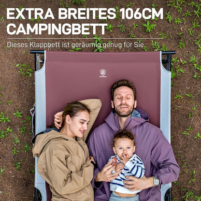XXL Feldbett 214cm extra breit 300kg belastbar klappbar rot