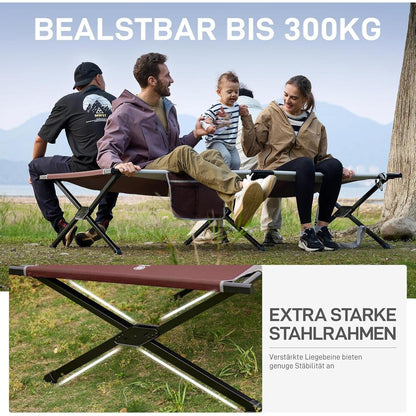 XXL Feldbett 214cm extra breit 300kg belastbar klappbar rot