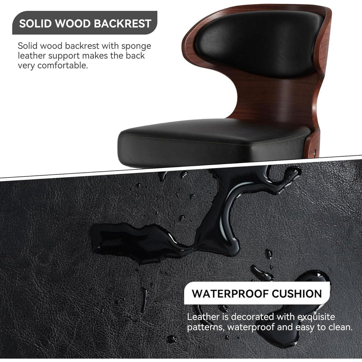 Hawthyhome Barhocker 4er Set Schwarz Nussbaumholz mit Rückenlehne