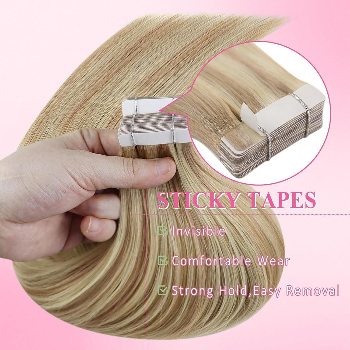 Blond Tape Extensions Echthaar 55cm - 18/613