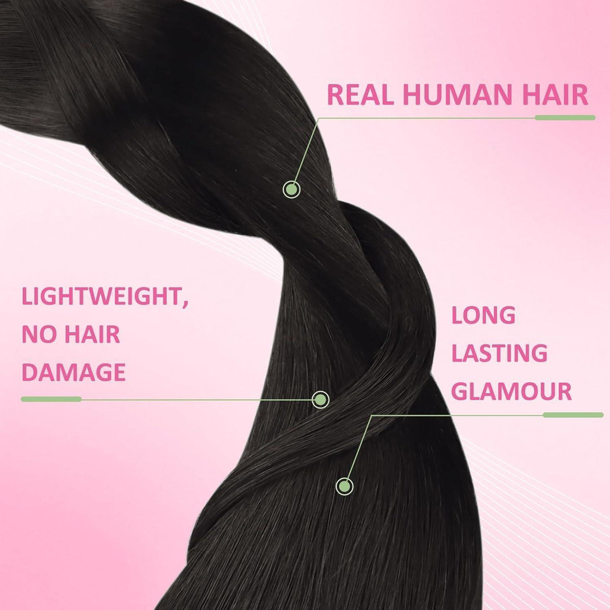Echthaar Tape Extensions Braun 50cm – Dunkelbraun Haarverlängerung