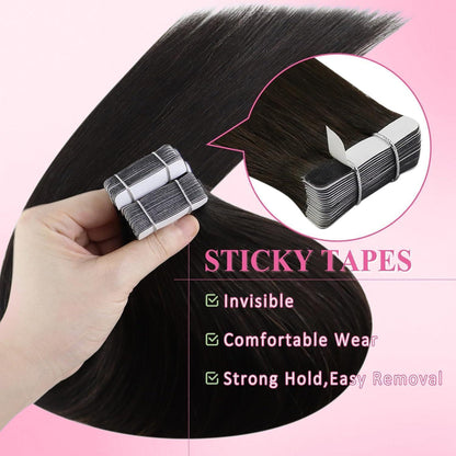 Echthaar Tape Extensions Braun 50cm – Dunkelbraun Haarverlängerung