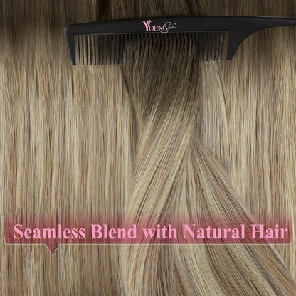 Echthaar Tape Extensions Braun Balayage Blond 35cm