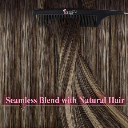 Echthaar Tape-in Extensions Ombre Braun Balayage Blond 40cm