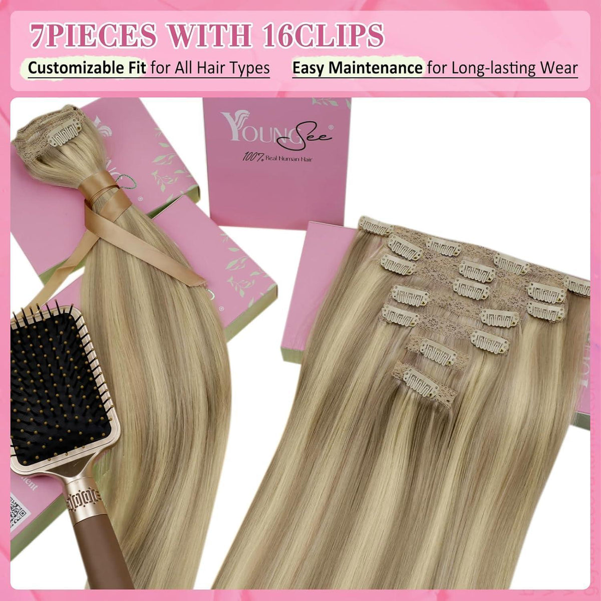 Clip-in Echthaar Extensions Blond 35cm – Volumenspendend & Stylingfähig