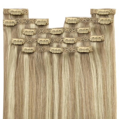 Clip-in Echthaar Extensions Blond 35cm – Volumenspendend & Stylingfähig