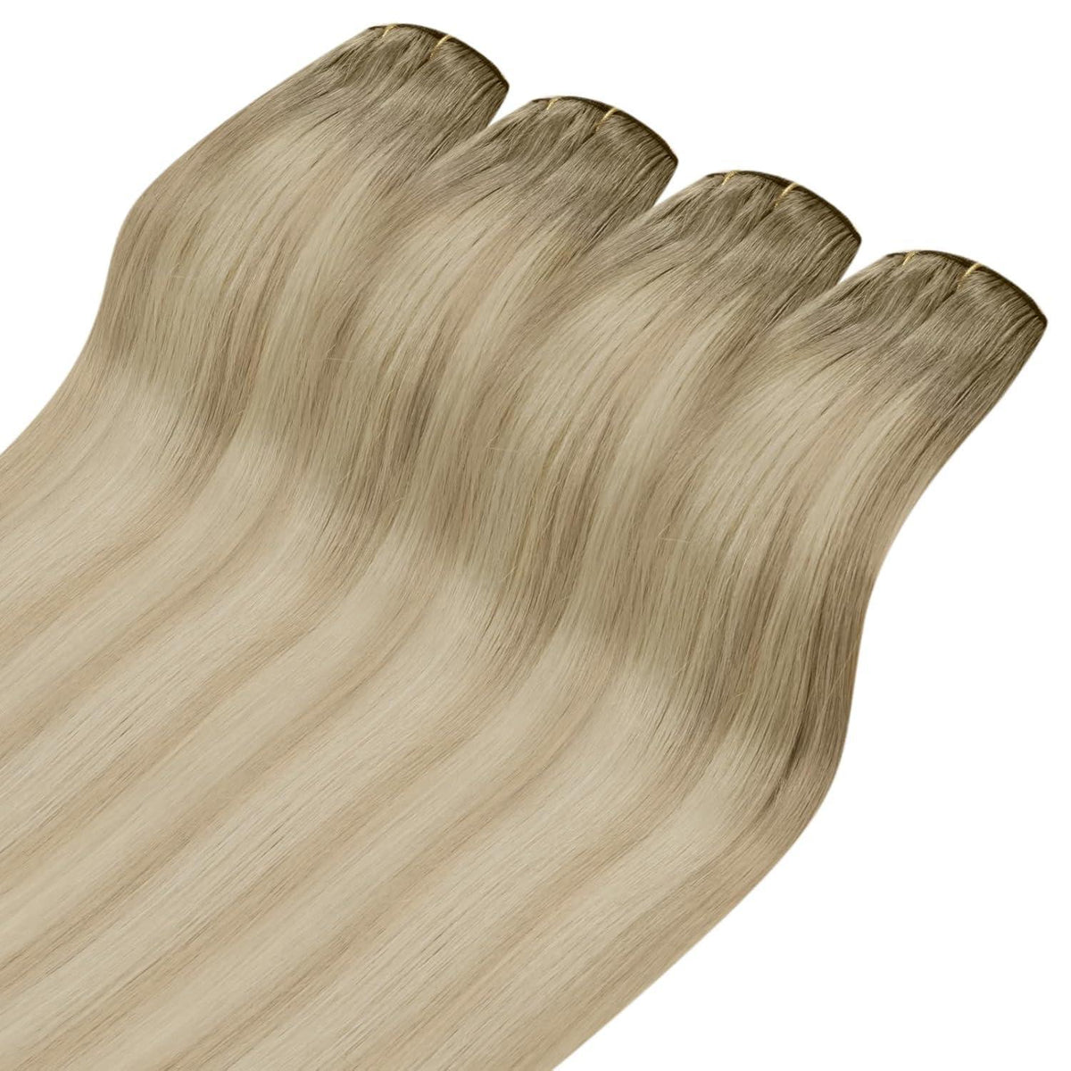 Clip-in Echthaar Extensions Ombre Aschblond Platinblond 40cm
