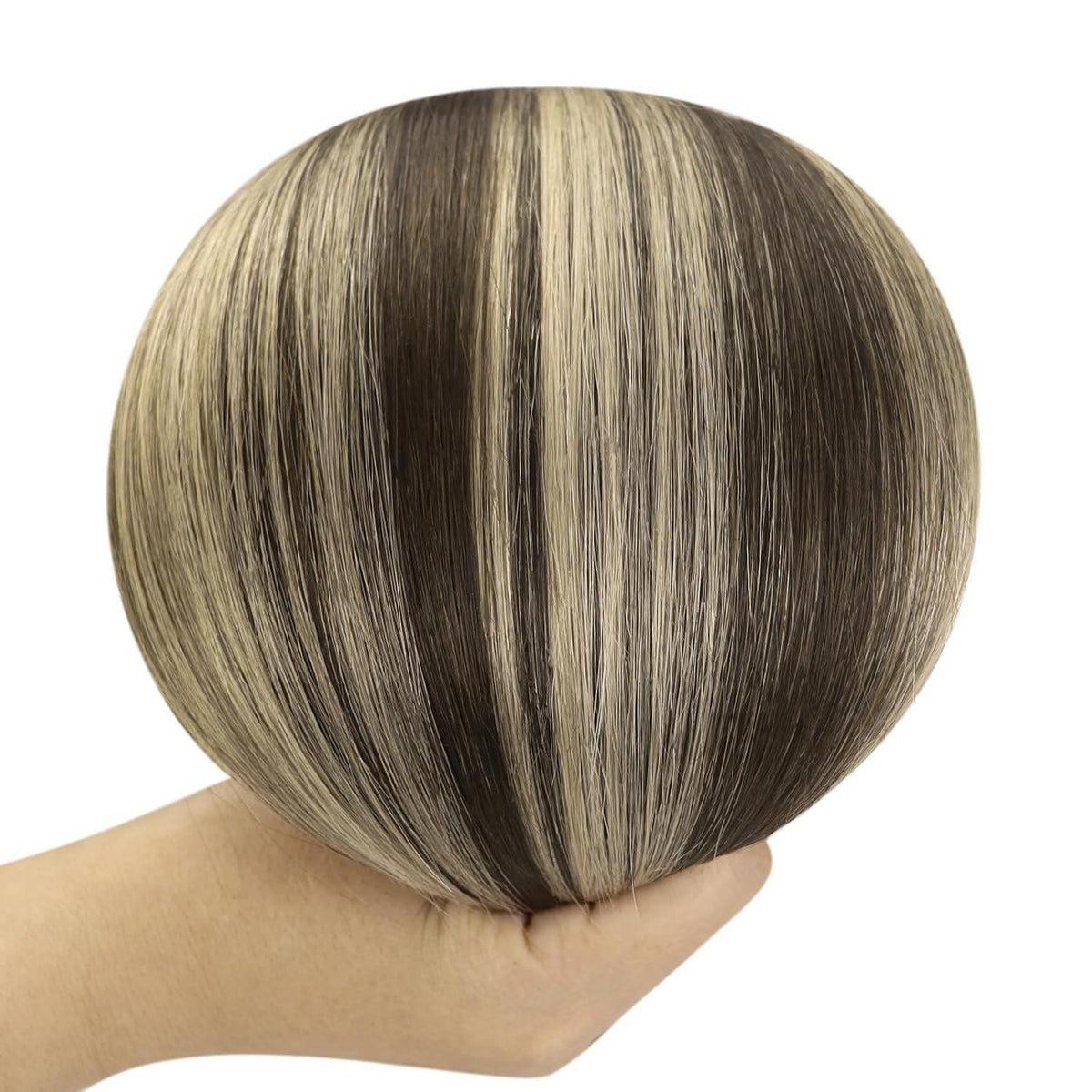 Echthaar Clip-In Extensions Ombre Dunkelbraun Aschblond 40cm