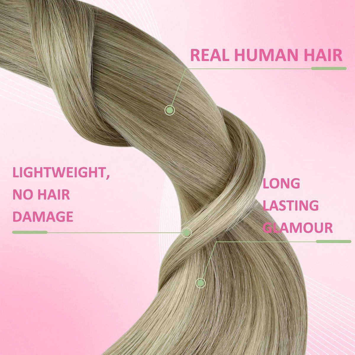 Echthaar Tape Extensions Ombre 45cm - Blond & Platinblond