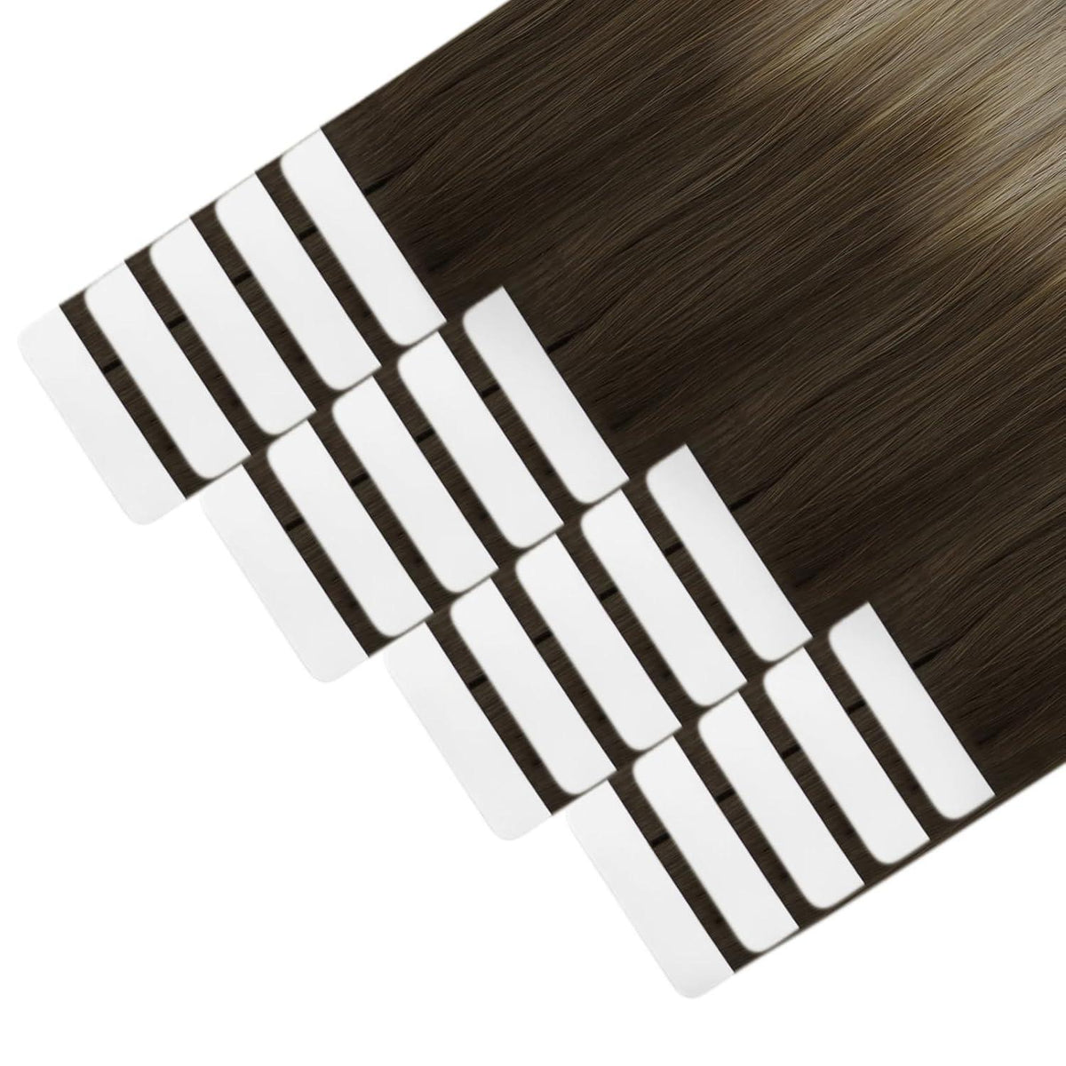 Echthaar Tape Extensions Balayage Braun Blond 40cm