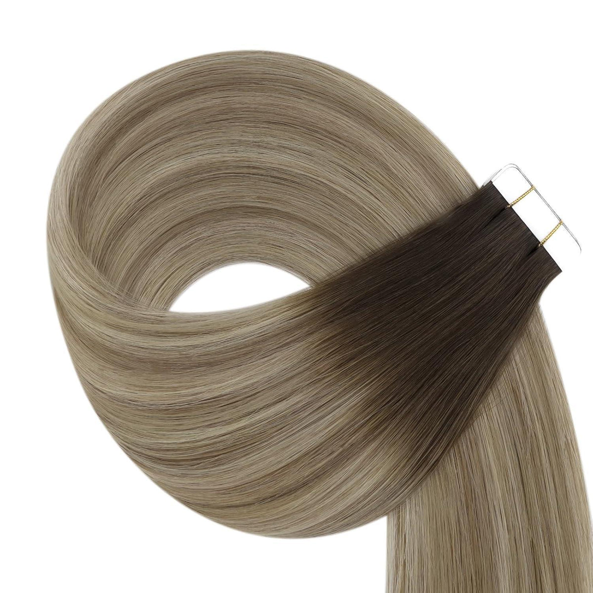 Echthaar Tape Extensions Balayage Braun Blond 40cm