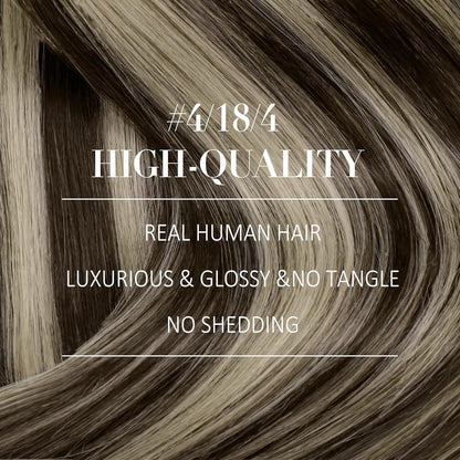 Clip-in Echthaar Extensions Ombre Dunkelbraun-Aschblond 45cm